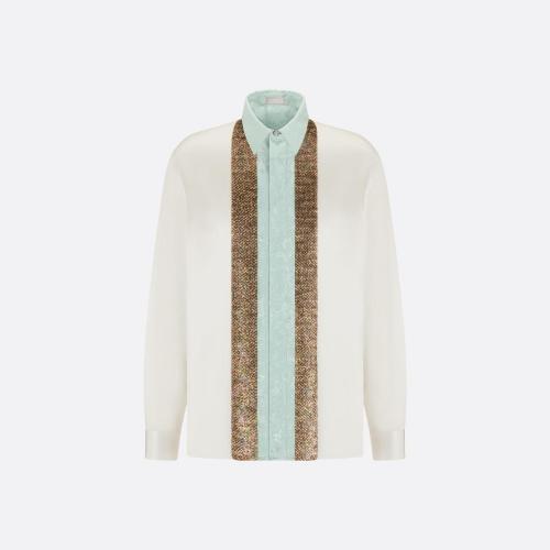  DIOR迪奧 22年秋冬 男士 長(zhǎng)袖襯衫 Chemise a plastron sequins 293C502A5577_C088