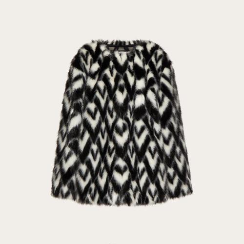  VALENTINO華倫天奴 22年秋冬 女士 大衣 CABAN EN FAUSSE FOURRURE 1B3CJ6857DQ0AN