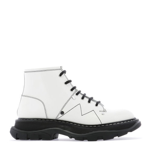 Alexander McQueen/亞歷山大麥昆 女士白色皮質(zhì)經(jīng)典時(shí)尚休閑及踝靴 595469WHQSG9089