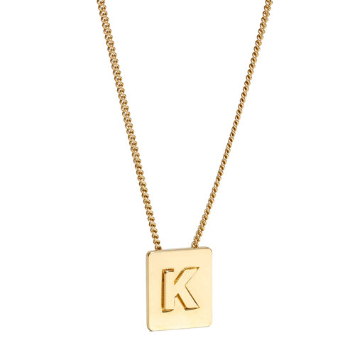 CELINE/賽琳 經(jīng)典款A(yù)LPHABET系列 男女同款金色飾面黃銅字母K墜飾項鏈46N0K6BRA.35OR