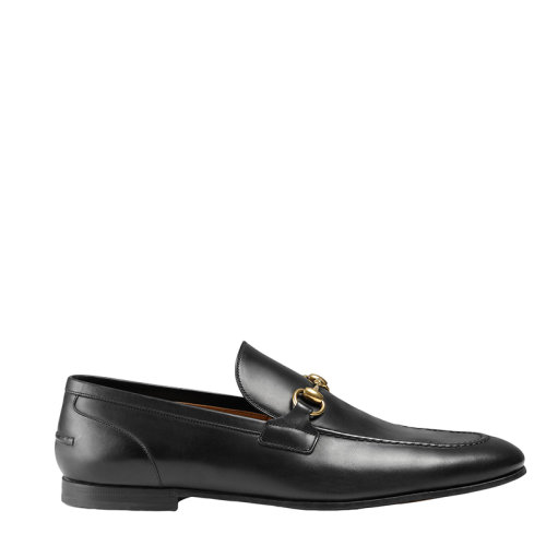 GUCCI/古馳 黑色錐形皮革鹿皮樂福鞋406994BLM001000