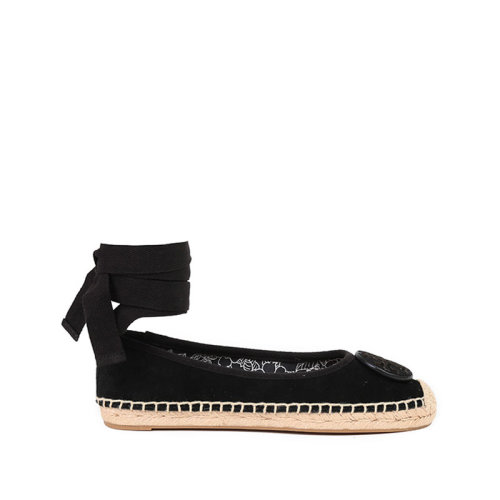 Tory Burch/湯麗柏琦 2021款 TB女鞋 MINNIE系列絨面革/織物芭蕾舞漁夫鞋綁帶鞋 78791