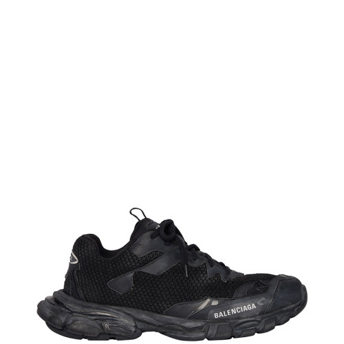 Balenciaga/巴黎世家 22年春夏新款 TRACK.3系列 男士黑色網(wǎng)布尼龍做舊效果運(yùn)動鞋700875W3RF11090