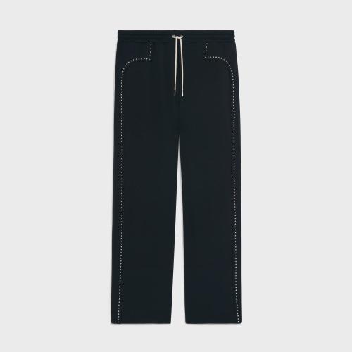  CELINE賽琳思琳 22年秋冬 男士 休閑褲 平紋針織飾釘雙面直筒慢跑長褲 2Z166121O.38NO