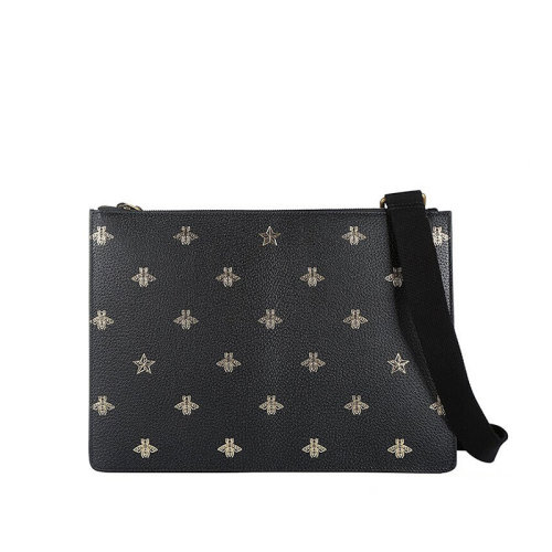 GUCCI/古馳  古琦男包 男士黑色皮革蜜蜂星星圖案單肩包 450976 DJ2MT 8474 HKY0011N