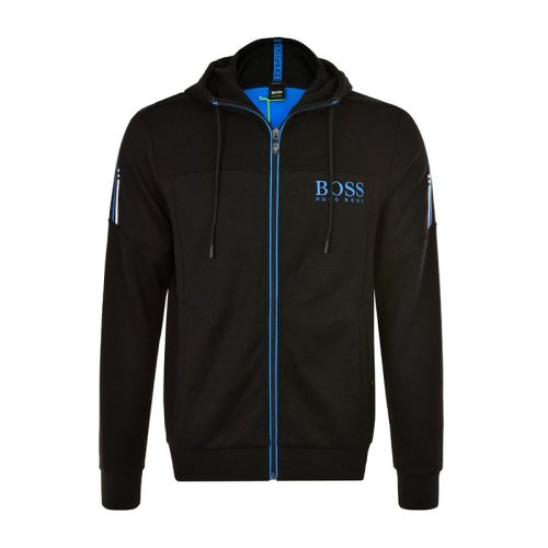 HUGO BOSS/雨果波士  男裝 服飾  棉質(zhì)純色BOSS標(biāo)識運動休閑連帽外套男士夾克