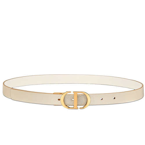 DIOR/迪奧新款 30 MONTAIGNE系列 女士金色和奶白色光滑牛皮革雙面腰帶20毫米B0178UWGB_M01E