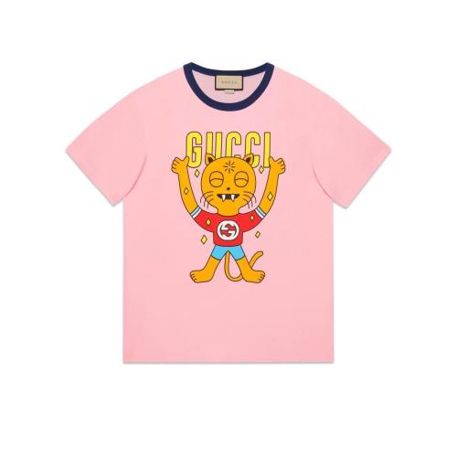  GUCCI古馳 22年秋冬 男士 Gucci小貓印花棉質(zhì)T恤 703439 XJEI3 5904