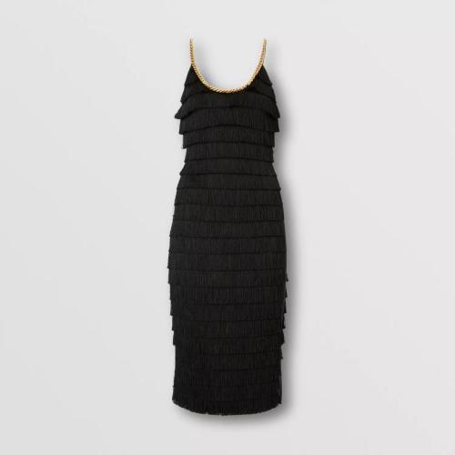  BURBERRY 22年秋冬 女士 鏈飾流蘇無袖連衣裙 80628101