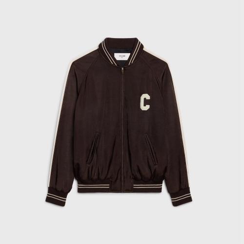  CELINE賽琳思琳 22年秋冬 女士 夾克 學(xué)院風(fēng)格SOUVENIR緞面運(yùn)動(dòng)服 2V83G164I.19BR