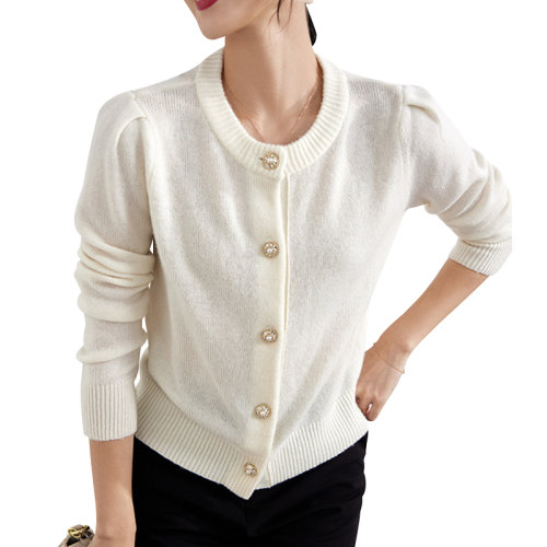 GeleiStory/GeleiStory 2021秋冬新款羊絨針織開衫長袖上衣女慵懶簡約短款羊毛外套女士針織衫/毛衣