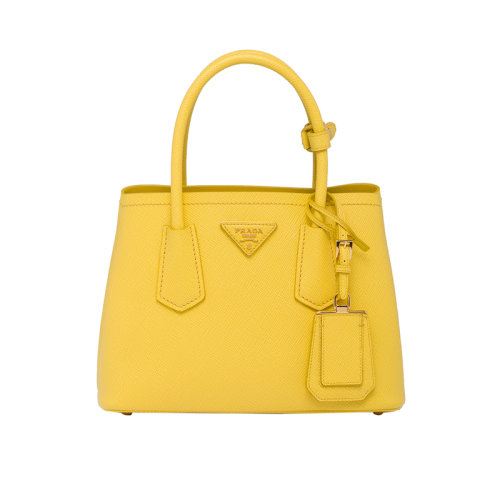 PRADA/普拉達(dá) 22新款 Prada Double系列 女士mini陽(yáng)光黃色saffiano皮革金扣徽標(biāo)單肩斜跨手提包1BG443_2A4A_F0377_V_XOO