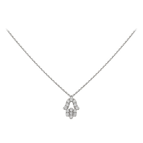 CARTIER/卡地亞 C?urs et Symboles系列 18k金白金鑲嵌鉆石法蒂瑪之手吊墜B3153119