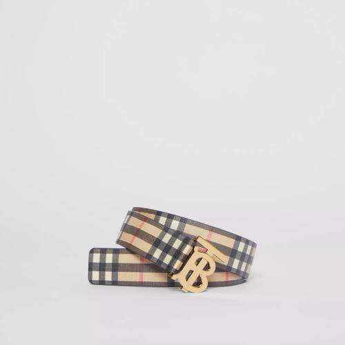  BURBERRY 22年秋冬 女士 Vintage 格紋專屬標(biāo)識(shí)圖案環(huán)保帆布腰帶 80465461 預(yù)定商品1-3周發(fā)貨