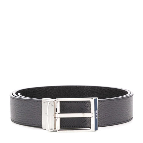 BALLY/巴利 Shiff系列男士腰帶深灰色粒面壓花小牛皮銀色金屬搭扣可調(diào)節(jié)皮帶腰帶 6232347