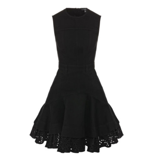 Alexander McQueen/亞歷山大麥昆 女裙 時尚百搭 女士 黑色棉質(zhì)連衣裙 559059QMM051000 HJH01AAB