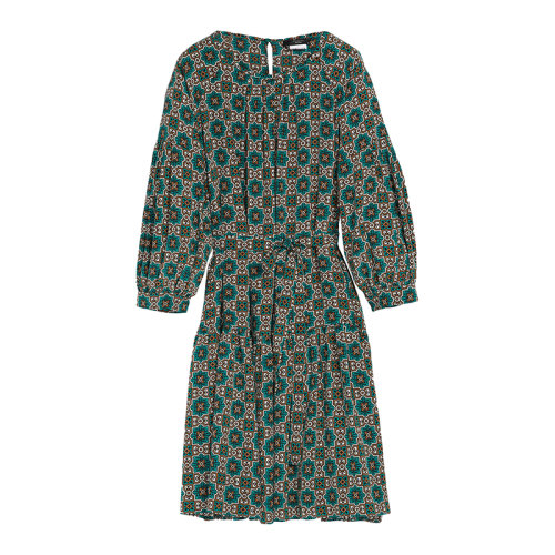 MaxMara/麥絲瑪拉 22年早春新款 MARGIE系列 女士翡翠綠色印花真絲雙縐連衣裙5221082706004