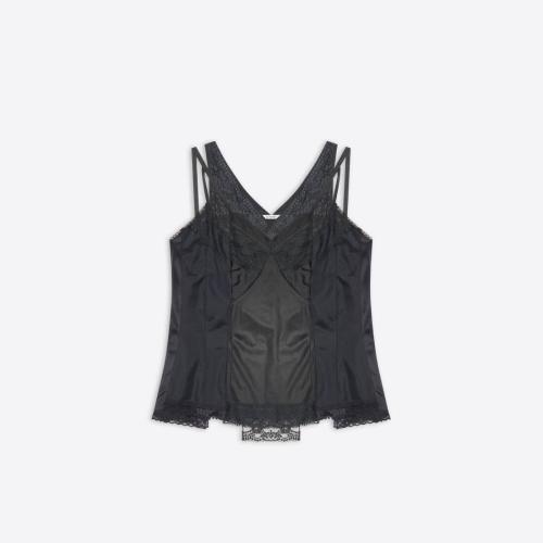  BALENCIAGA巴黎世家 22年秋冬 女士 內(nèi)衣 Womens Patched Slip Top in Black 707014TMN901000