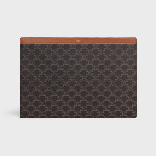 CELINE賽琳思琳 22年秋冬 男士 手拿包 標志印花和牛皮革16英寸筆記本電腦保護套 10K292CZ1.04