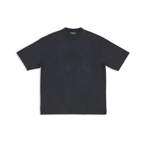 Balenciaga/巴黎世家 22年秋冬新款 男士黑色純棉水洗效果短袖T恤612966TMVH68190