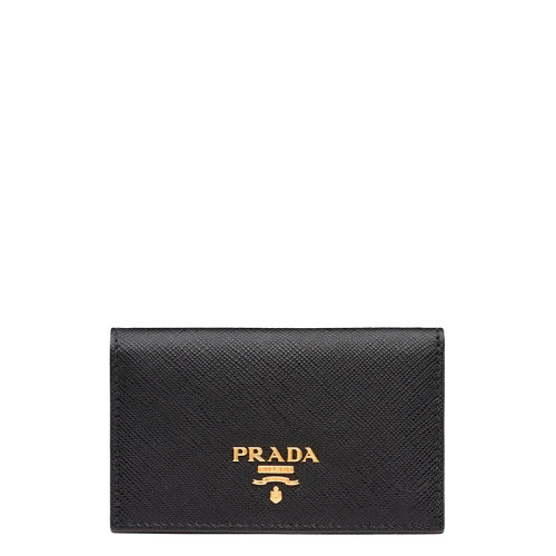 PRADA/普拉達(dá) 22年新款 女士黑色皮革金標(biāo)按扣卡夾1MC122年_QWA_F0002