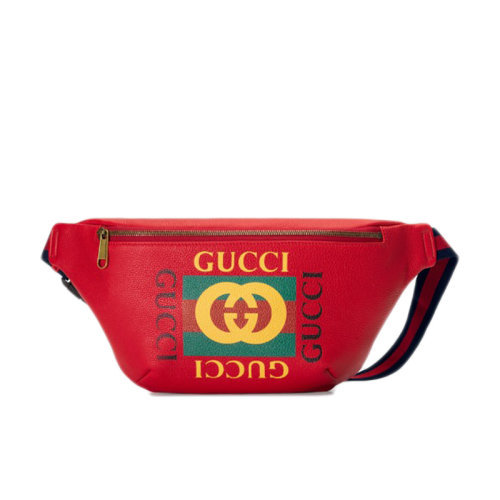 GUCCI/古馳 男士紅色皮革標(biāo)識(shí)印花雙G腰包SK00040766