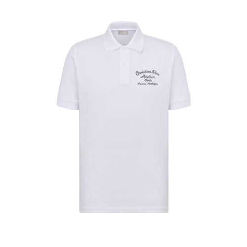 DIOR/迪奧 22年秋冬新款 CD 1947系列 男士白色純棉珠地布Christian Dior Atelier標(biāo)志短袖POLO衫293J832A0448_C088