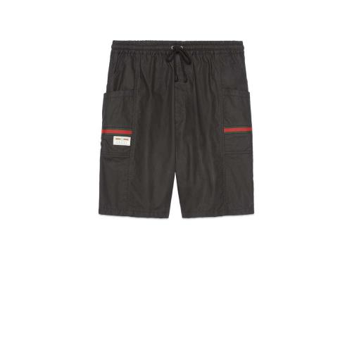  GUCCI古馳 22年秋冬 男士 飾Gucci標(biāo)簽涂層棉布短褲 604172 XDBCH 1043