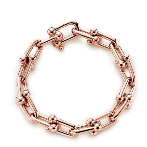 Tiffany & Co./蒂芙尼  Tiffany City HardWear系列18k金玫瑰金鏈式手鏈GRP09548