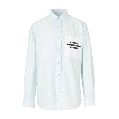 BURBERRY/博柏利 服裝 巴寶莉 白色 淺藍(lán)色 男士長袖襯衫 棉質(zhì) 襯衫 襯衣 男裝
