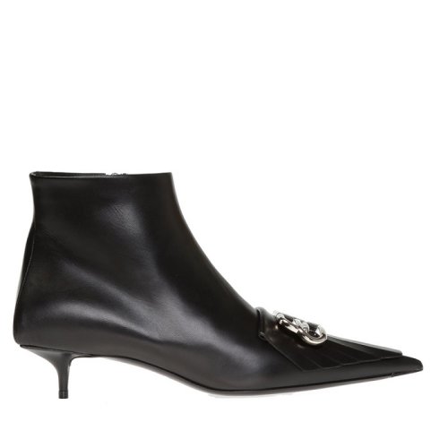 Balenciaga/巴黎世家 黑色皮質(zhì)尖頭低跟短靴