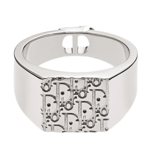 DIOR/迪奧  男士銀色OBLIQUE圖案背面鏤空CD細(xì)節(jié)戒指 R1006HOMST_D990