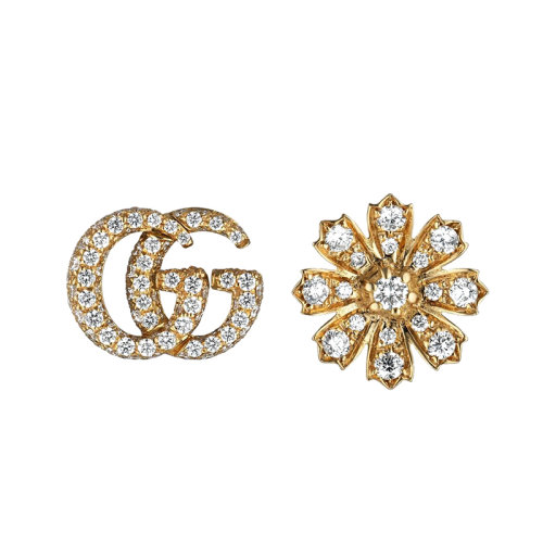 GUCCI/古馳 22春夏新款 18K金黃金花卉鉆石耳環(huán)582033J8CZ08062