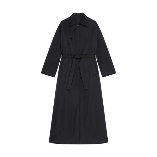 Givenchy/紀(jì)梵希 22年秋冬新款 女士黑色棉質(zhì)混紡塔夫綢長(zhǎng)款風(fēng)衣BW00H914L0-001