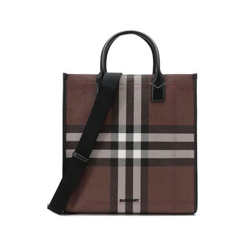 BURBERRY/博柏利【22春夏新款】男款環(huán)保帆布手提單肩斜挎包托特包購物袋格紋 80491171