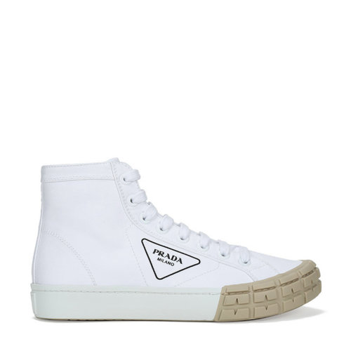 PRADA/普拉達 男士織物高幫系帶休閑鞋運動鞋帆布鞋 2TG158 GUD