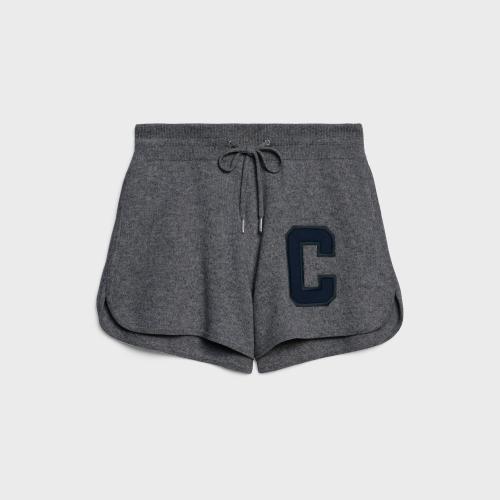  CELINE賽琳思琳 22年秋冬 女士 短褲 山羊絨羊毛字母C運(yùn)動(dòng)短褲 2A12V402P.09GR