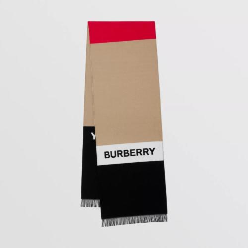  BURBERRY 22年秋冬 女士 徽標(biāo)提花絲毛混紡圍巾 80549921