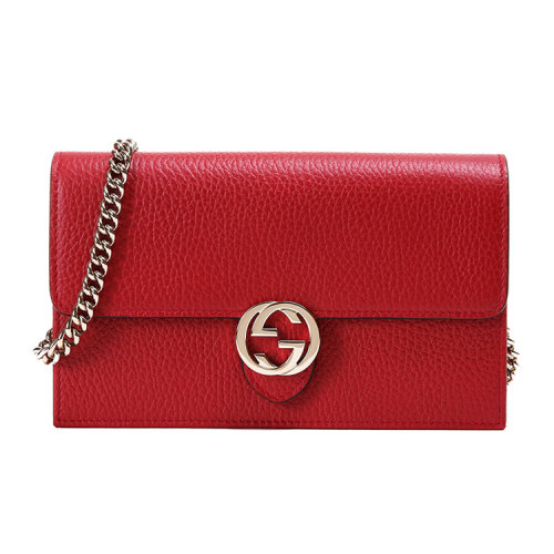 GUCCI/古馳女士牛皮革雙G扣鏈條單肩包斜挎包ai510314