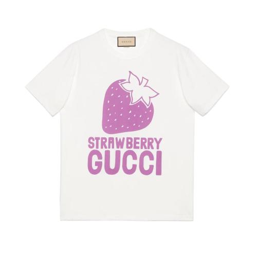  GUCCI古馳 22年秋冬 女士 “Strawberry Gucci”印花棉質(zhì)T恤 548334 XJDWG 9275