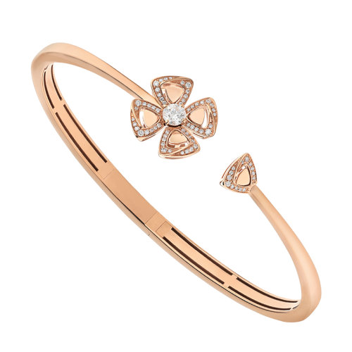 BVLGARI/寶格麗 Fiorever系列 18K金玫瑰金鑲有主鉆和密釘鉆石花朵造型手鏈 356263