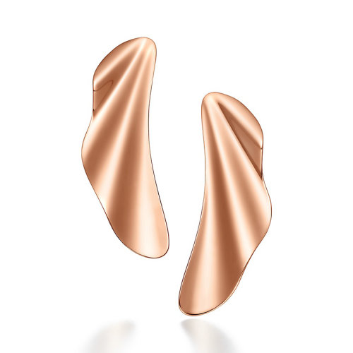 Tiffany & Co./蒂芙尼  ElsaPeretti?系列18K金玫瑰金小號(hào)波浪耳環(huán) 67740343