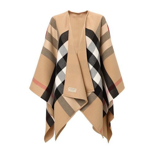 BURBERRY/博柏利  女士加厚款羊毛披肩 經(jīng)典格紋內(nèi)襯雙面羊毛披肩  40294061