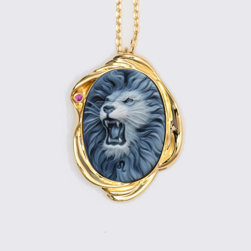 吊墜【2021新款星座】 shiyu/十玉藝術珠寶 獅子座 [全球限量20枚] 一體雙色縞瑪瑙 黃道十二宮 十玉