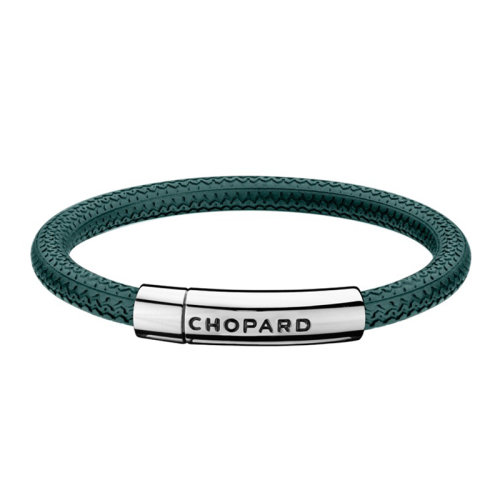 Chopard/蕭邦 22春夏新款MILLE MIGLIA系列 綠色橡膠銀色金屬運動風(fēng)手鏈95016-0208