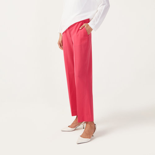 【21春夏新款】St.John/盛薔紅色高腰闊腿羊毛女士休閑褲 K813C00