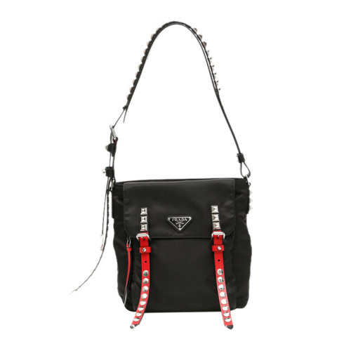 PRADA/普拉達(dá)  女士黑色三角徽標(biāo)單肩包 1BE020-2BYB-F0D9A