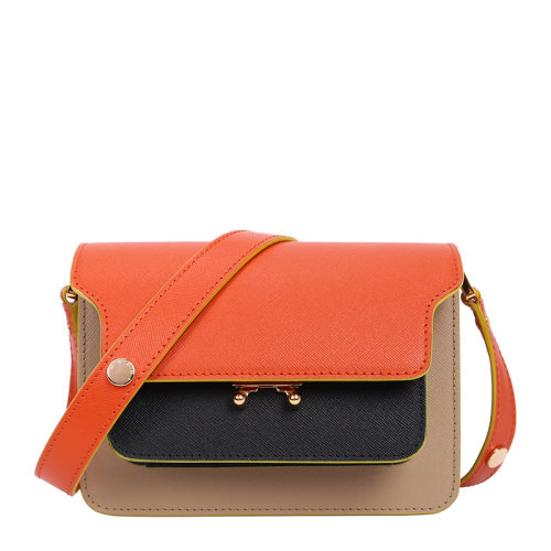 Marni/瑪尼   Trunk系列 女士拼色單肩包斜挎包風琴包