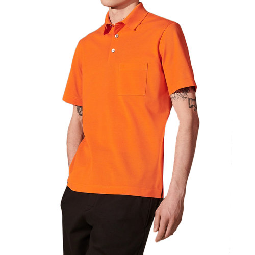 HERMES/愛馬仕 22年秋冬新款 男士橙色純棉H字刺繡短袖Polo衫H072325HA30XS