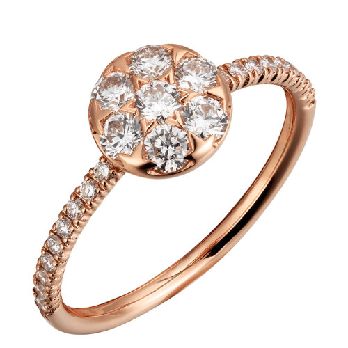 CARTIER/卡地亞 ETINCELLE系列 18K金玫瑰金鑲嵌25顆明亮式切割鉆石 結(jié)婚求婚訂婚戒指B4225000